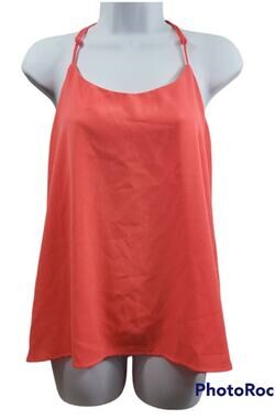 Everly Peach/Orange Spaghetti Strap Racerback Lined Tank Top Size Medium